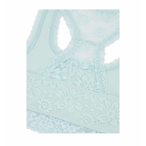 Justice Mint Green Aqua Full Coverage Racerback Floral Lace Bralette Size 34 - Picture 3 of 5
